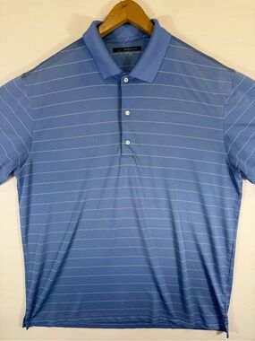 Greg Norman Collection Blue Micro-Striped Polo